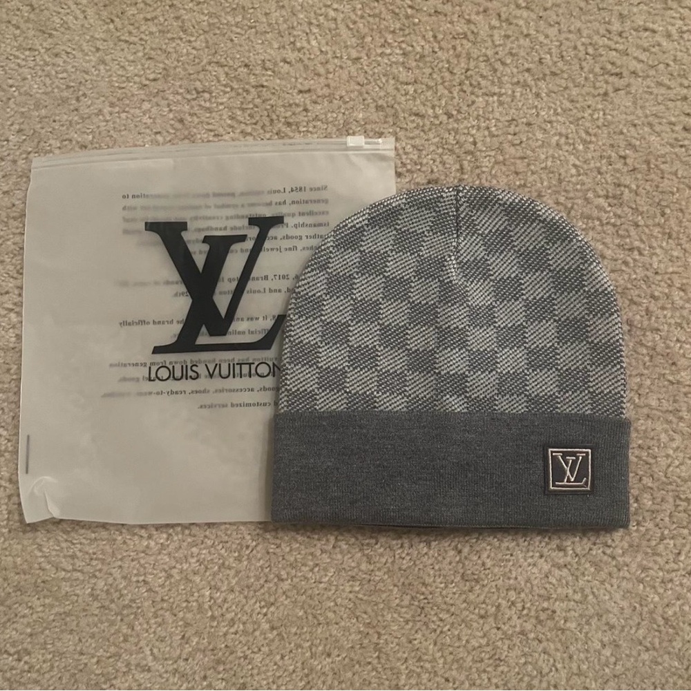 Louis Vuitton Dark Gray Checkered Beanie